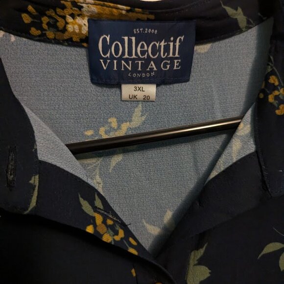 Collectif Regularly Scheduled Sass Button-Up Top in Floral 3XL UK 20 - Picture 4 of 4
